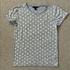 J. Crew Heather Gray Tee with Gold Star Pattern
